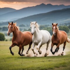 horses running freely across a vast field. 