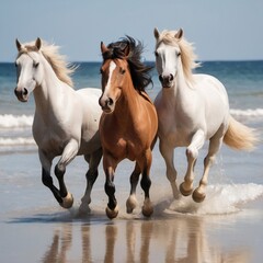 horses on the beach