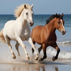 Obraz premium horse on the beach