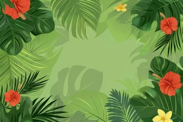  Lush Tropical Foliage With Vibrant Blooms in a Serene Green Paradise © Dmitrii