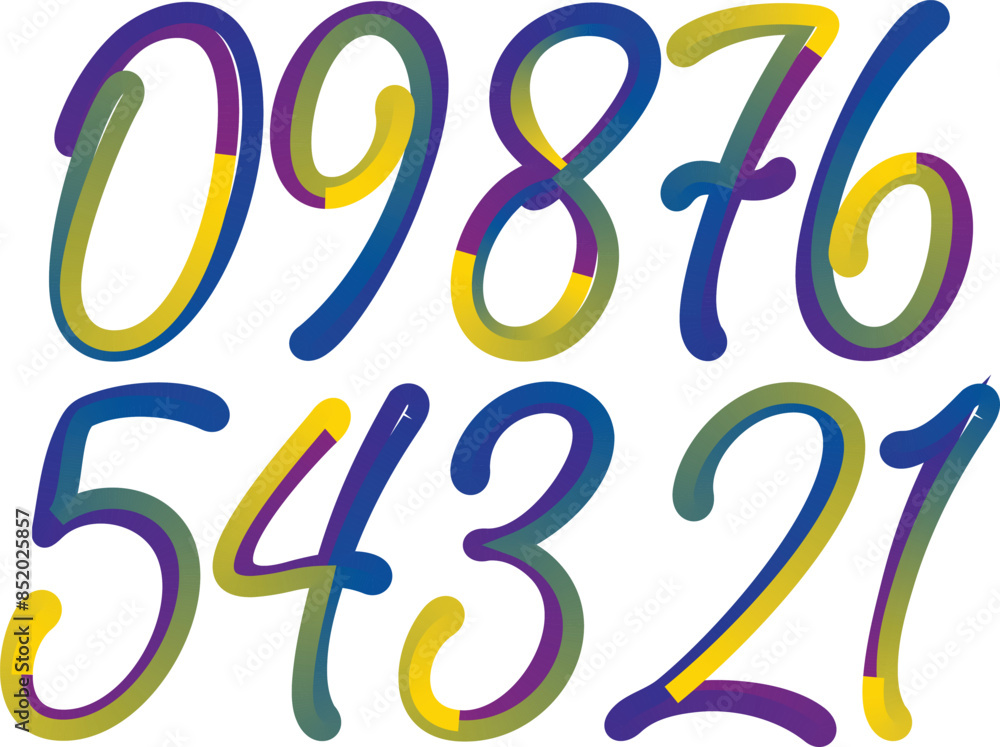 Poster colorful gradient set with number from 1 to 12, 3d realistic golden balloon number set for decoratio