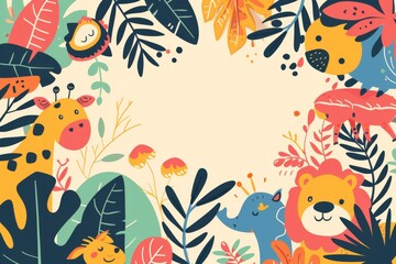 Obraz premium A Colorful Jungle Adventure With Friendly Animals