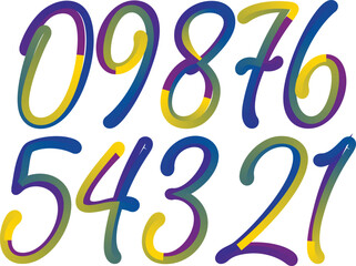 Obraz premium Colorful gradient set with number from 1 to 12, 3d realistic golden balloon number set for decoration design, numbers symbol set
