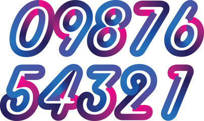 Colorful gradient set with number from 1 to 12, 3d realistic golden balloon number set for decoration design, numbers symbol set