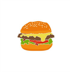 colorful illustration of delicious burger for icon or logo