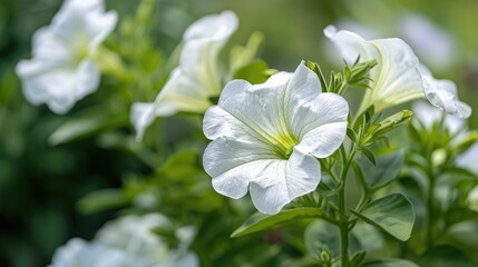 Obraz premium White Petunia in the Garden