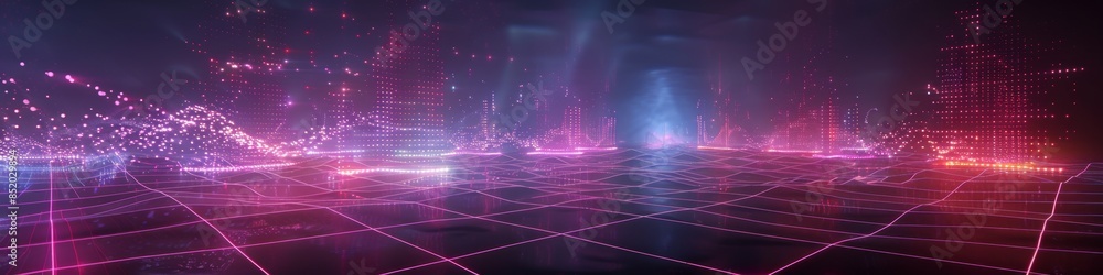 Poster abstract design featuring a minimalistic polygonal grid with broken and fragmented connections, high