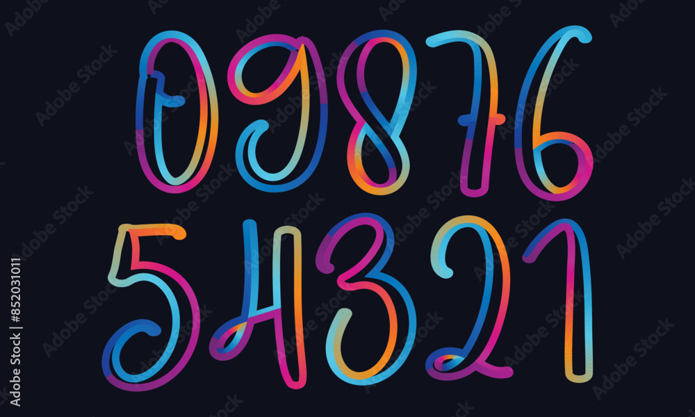 Poster colorful gradient set with number from 1 to 12, 3d realistic golden balloon number set for decoratio