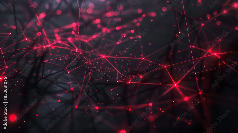 Poster this moody, dark abstract showcases a network of technology nodes and connections illuminated by sub