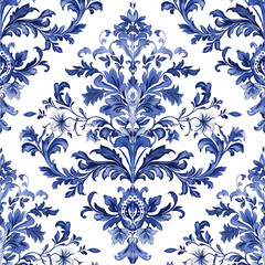 Blu royal pattern on white backround, regency style