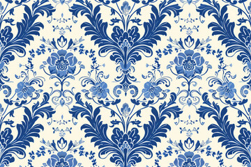 Blu royal pattern on white backround, regency style