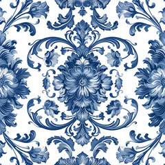 Blu royal pattern on white backround, regency style