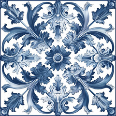 Blu royal pattern on white backround, regency style