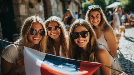 French flag celebration  group of people cheering and partying in festive atmosphere