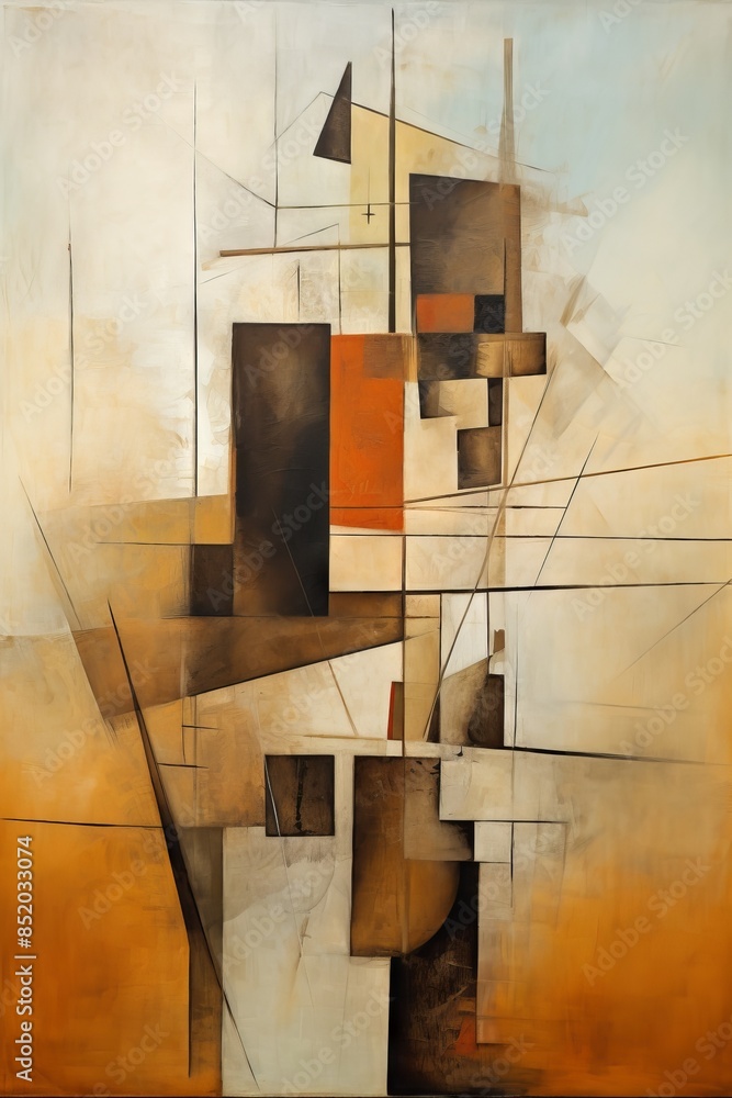 Canvas Prints Abstract composition with intersecting lines and vibrant blocks of color. Concept of modernity, energy. Oil painting. Metaphorical associative card. Psychological abstract picture. Vertical