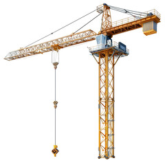 Yellow Port Crane on White Background