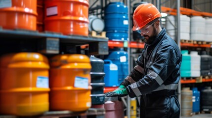 The warehouse manager carefully reviews the list of hazardous chemicals to ensure proper storage and handling protocols are followed