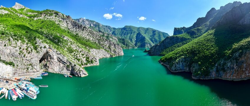 Aerial image of Komani Lake in Shkoder northern Albania 
