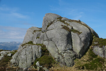 Big stone in the mountains of Norway