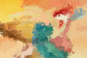 Naklejka premium Oil paintings and various flowers, roses, peonies, birds, and chrysanthemums are beautiful