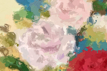 Oil paintings and various flowers, roses, peonies, birds, and chrysanthemums are beautiful