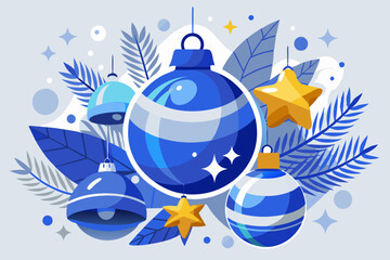 Christmas bells ornament blue vector illustration