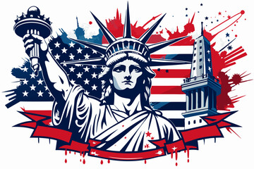 4th-of-july t-shirt design new York vector illustration