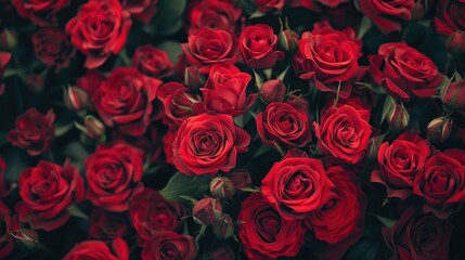 A vibrant bunch of red roses