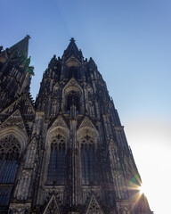 Ornate gothic architecture of Hohe Domkirche St. Petrus (Cologne Cathedral) in Cologne, Germany