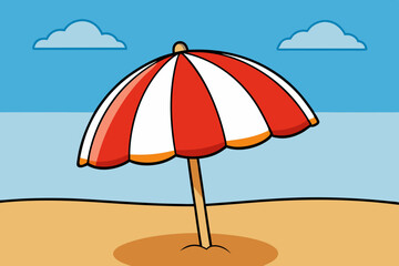 cartoon seaside umbrella vector illustration