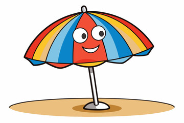 cartoon seaside umbrella vector illustration