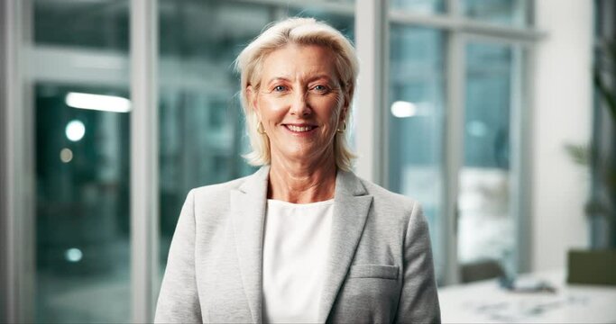 Office, smile and face of mature woman for professional career, ambition and pride at workplace. Executive, attorney and happy with confidence for corporate business, law firm and legal job in Norway