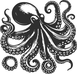 Graceful Octopus Silhouette Vector Illustration