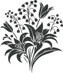 Gorgeous Lily Bouquet Silhouette Vector Artwork
