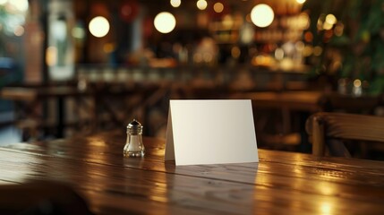 Blank card with space for guest names in a restaurant
