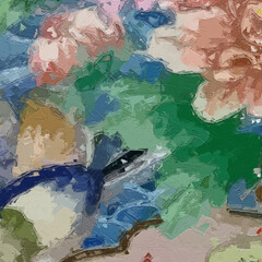 Oil paintings and various flowers, roses, peonies, goldfish, chrysanthemums, and birds are beautiful