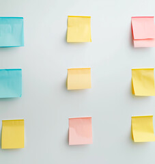 Colored sheets of note papers on white background. Sticky note for a reminder.