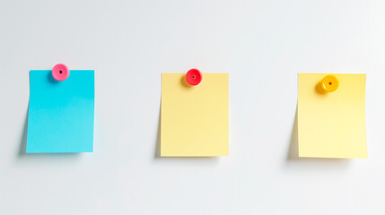 Colored sheets of note papers on white background. Sticky note for a reminder.