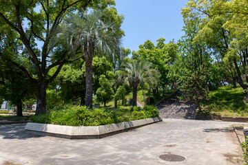 Obraz premium 大阪／天保山公園の入口の石の階段（2024年6月撮影）
