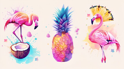 geometric style with rainbow colors. Flowing, disco-style art