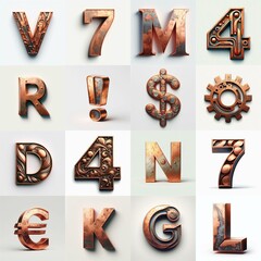 Сopper corrosion Lettering Typeface. AI generated illustration