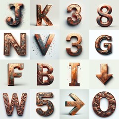 Naklejka premium Сopper corrosion Lettering Typeface. AI generated illustration
