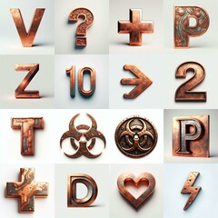 Naklejka premium Сopper corrosion Lettering Typeface. AI generated illustration