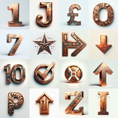 Naklejka premium Сopper corrosion Lettering Typeface. AI generated illustration