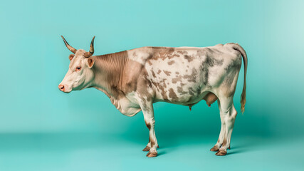 Fundo infinito com uma vaca, uma imagem ideal para uso editorial sobre temas como veganismo, vegetarianismo, meio ambiente, direitos dos animais e o consumo excessivo de carne na popula&ccedil;&atilde;o mundial