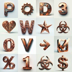 Naklejka premium Сopper corrosion Lettering Typeface. AI generated illustration