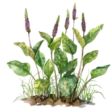 watercolor plantain plant botanical study clip art preview