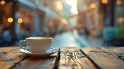 Cup of Coffee on Wooden Table