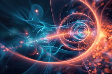 a computer screen with a colorful background, Investigate particle-wave duality