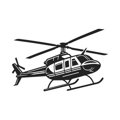 Military helicopter illustration on white background. helicopter front view vector design. Black silhouette military helicopter vector illustration.